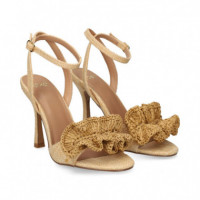 Flor Ganchillo Sandalia Rafia Beige  EXE