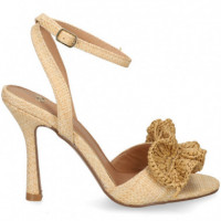 Flor Ganchillo Sandalia Rafia Beige  EXE