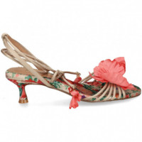 Flor Rosa Sandalia Tiritas Beige  EXE
