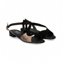 Sandalia Onda Negro Metal Bronce  PLUMERS