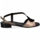 SANDALIA ONDA NEGRO METAL BRONCE