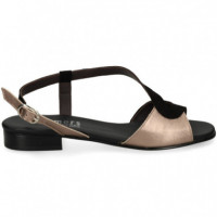 Sandalia Onda Negro Metal Bronce  PLUMERS