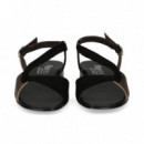 SANDALIA ONDA NEGRO METAL BRONCE