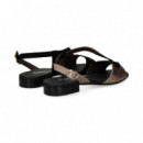 SANDALIA ONDA NEGRO METAL BRONCE