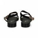 SANDALIA ONDA NEGRO METAL BRONCE