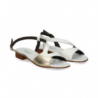 Sandalia Onda Blanco Metal Platino   PLUMERS