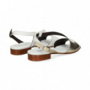 SANDALIA ONDA BLANCO METAL PLATINO 