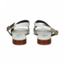 SANDALIA ONDA BLANCO METAL PLATINO 