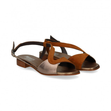 SANDALIA ONDA CUERO METAL BRONCE