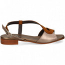 SANDALIA ONDA CUERO METAL BRONCE