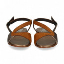 SANDALIA ONDA CUERO METAL BRONCE