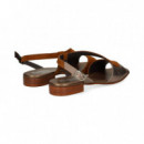 SANDALIA ONDA CUERO METAL BRONCE