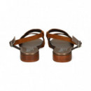 SANDALIA ONDA CUERO METAL BRONCE