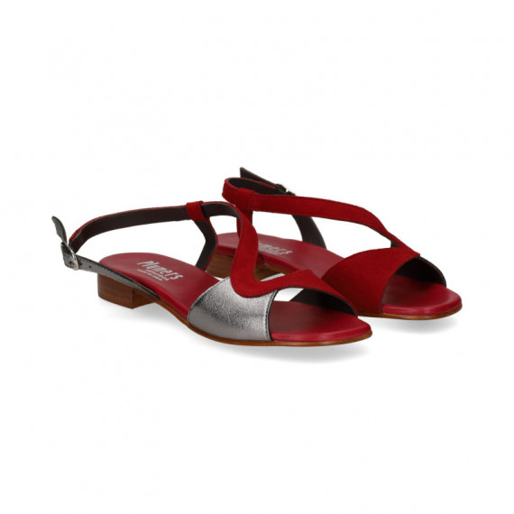 SANDALIA ONDA GUINDA METAL ACERO