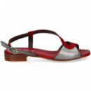 SANDALIA ONDA GUINDA METAL ACERO