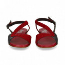 SANDALIA ONDA GUINDA METAL ACERO