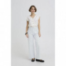 B-Young Vaqueros Mujer Jeans B.YOUNG Wide Light Blue Denim Stripe