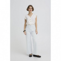 B-YOUNG Vaqueros Mujer Jeans B.young Wide Light Blue Denim Stripe