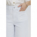 B-Young Vaqueros Mujer Jeans B.YOUNG Wide Light Blue Denim Stripe