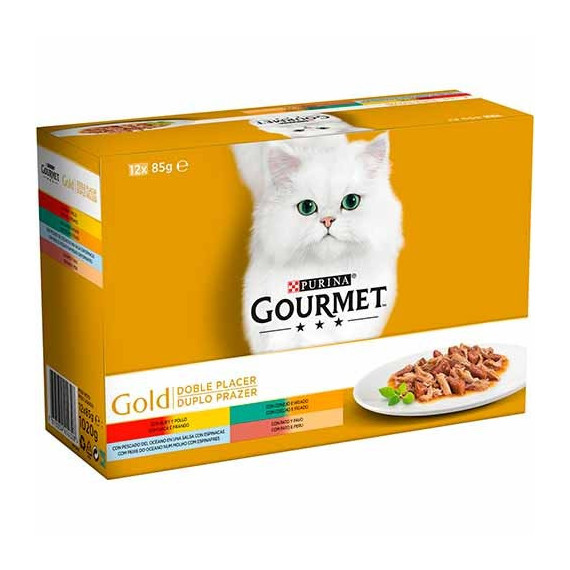 GOURMET Gato Gold Doble Placer Surtido 12X85 Gr
