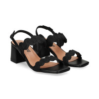 Sandalia 2 Tiras Ondas Negro  BIBI LOU