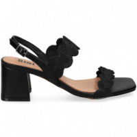 Sandalia 2 Tiras Ondas Negro  BIBI LOU