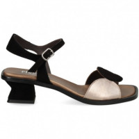 Sandalia Circulos Bronce+ante Negro  PLUMERS