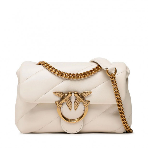 Bandolera Acolchada Mini PINKO Love Puff Blanca