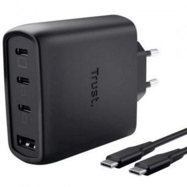 Cargador TRUST Maxo 3XUSB-C 1XUSB-A 65W + Cable Usb-c 2M Black