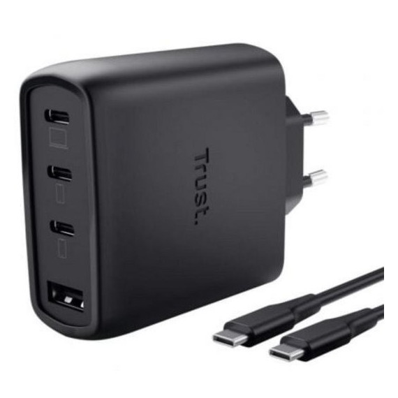 Cargador TRUST Maxo 3XUSB-C 1XUSB-A 65W + Cable Usb-c 2M Black