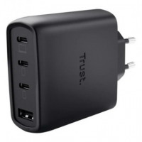 Cargador TRUST Maxo 3XUSB-C 1XUSB-A 65W + Cable Usb-c 2M Black