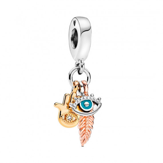 Charm Colgante Espiritualidad Mano de Hamsa, Ojo que Todo lo Ve y Pluma 768785C01  PANDORA