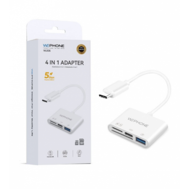 Adaptador Wephone 4 en 1 Tipo-C a SD/TF/USB 3.0 5Gbps WJ06