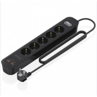 Regleta Aisens 5 Tomas 2 USB-A 2 USB-C con Protecci&oacute;n e Interruptor ASPS-2A2C15-BK