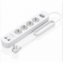 Regleta de Enchufes Multifunción con 4 Tomas, 2 USB-A, 2 USB-C y Protección, Interruptor Blanco AISENS ASPS-2A2C12-W