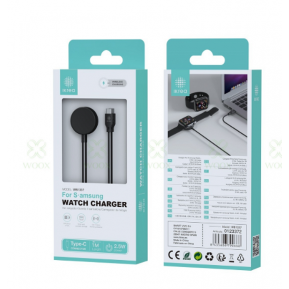 Cargador Magnético Inalámbrico Ikrea para Smartwatch Samsung Conector Tipo-C 2.5W 1M WB1337
