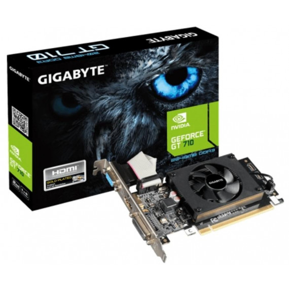 Tarjeta Gráfica GIGABYTE GeForce GT 710 2GB (DVI-D, HDMI, VGA) GVN710D32L-00-G