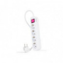 Regleta Nanocable 4xSchuko Interruptor Cable 1.4m Blanca (10.37.0004)