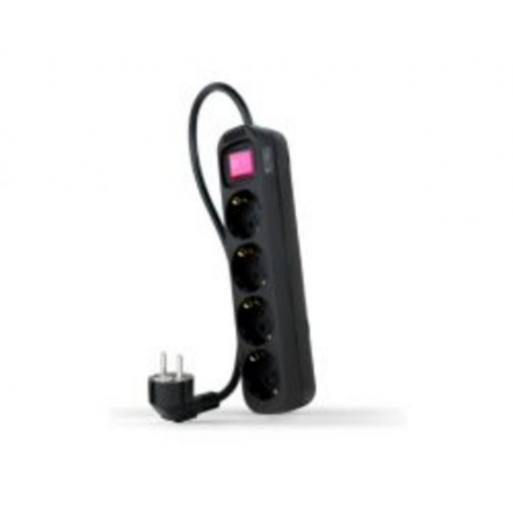 Regleta Nanocable 4xSchuko Interruptor Cable 1.4m Negra (10.37.0004-BK)