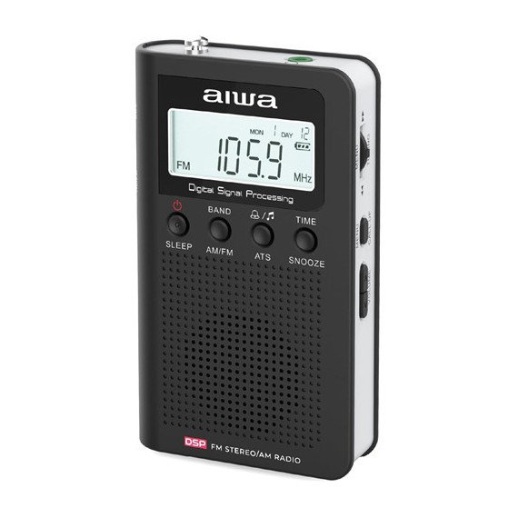 AIWA Radio Portatil Digital AM/FM RSD-45BK Funcion Sleep Con Auricular Y Pilas Negra