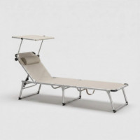 Tumbona Plegable Solari Beige con Toldo Aluminio Reclinable Terrazza Collection®  TERRAZZA COLLECTION