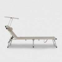 Tumbona Plegable Solari Beige con Toldo Aluminio Reclinable Terrazza Collection®  TERRAZZA COLLECTION