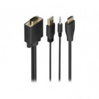Conversor AISENS HDMI a VGA + Audio + Usb-a 1M Negro (A122-1013)