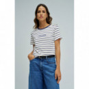 Camisetas Mujer Camiseta SALSA JEANS Rayas Branding Azul