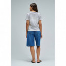 Camisetas Mujer Camiseta SALSA JEANS Rayas Branding Azul