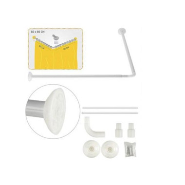 Barra de Ducha Esquinera HBS de Aluminio y PVC Epoxy 80x80cm Blanca