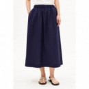 Falda ARMEDANGELS Poplin A-line MIDI Tinted Navy