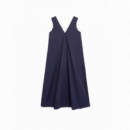 Vestidos Vestido ARMEDANGELS Poplin Maxi Cuello Pico Tinted Navy