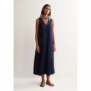 Vestidos Vestido ARMEDANGELS Poplin Maxi Cuello Pico Tinted Navy