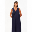 Vestidos Vestido ARMEDANGELS Poplin Maxi Cuello Pico Tinted Navy